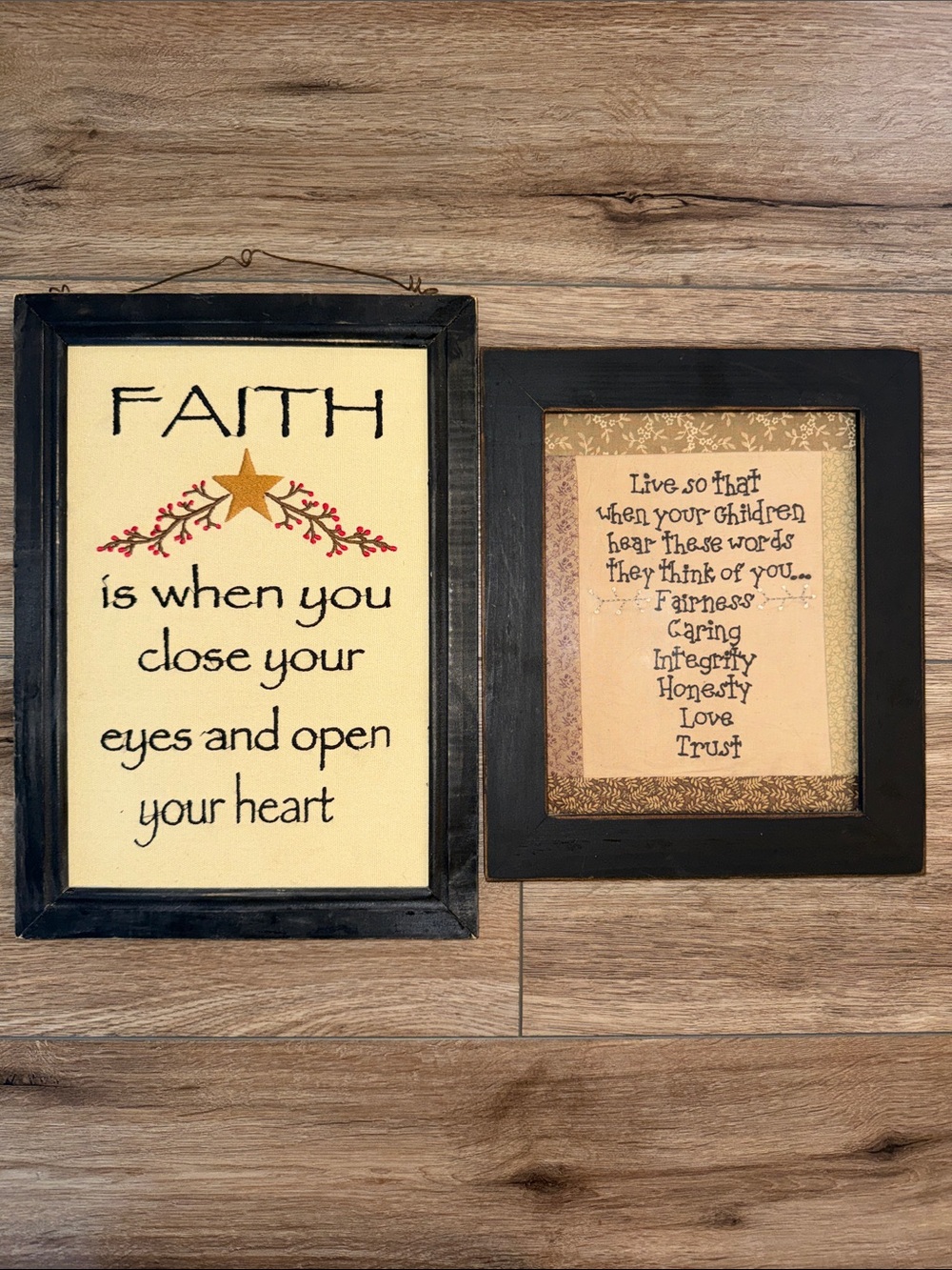 Embroidered Wall Art Set. Faith. Cottage core. Country. Decor